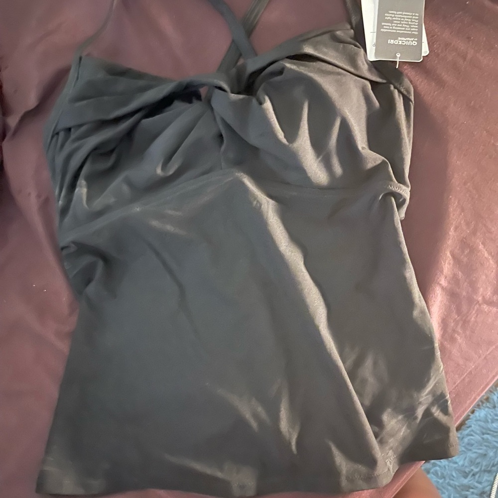 Athleta black swim top Twist up tankini top 34D/DD